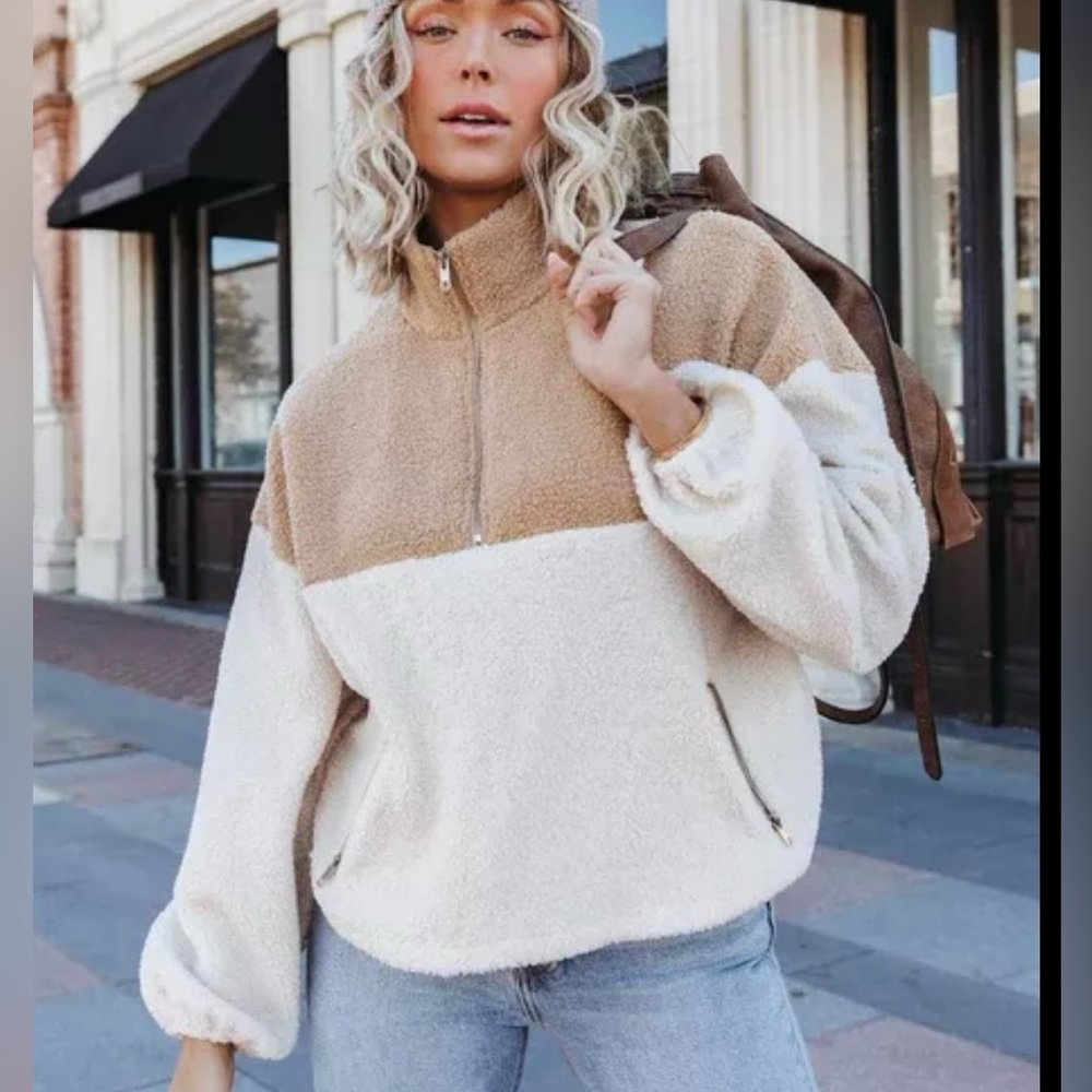 Pocketed Half Zip Pullover Sweater